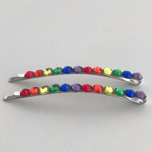 Super cute Rainbow Rhinestone Hair Clips
